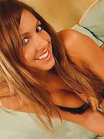 Sweet brunette Britney playing with her wet pussy