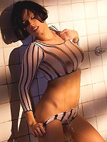 Julia Luba takes a hot shower