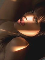 Bambi Wolfe sheds her blue jacket and white bra and panties