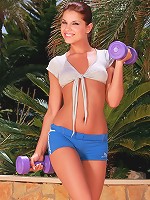 Venus - Sporty hottie strips and fingers