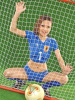 Naked fan Agnes playing soccer