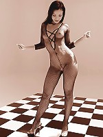 Adriana Sage in a stylized black and white pictorial