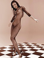 Adriana Sage in a stylized black and white pictorial