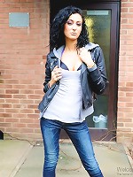 Fresh teen swallows three dicks same time outdoor